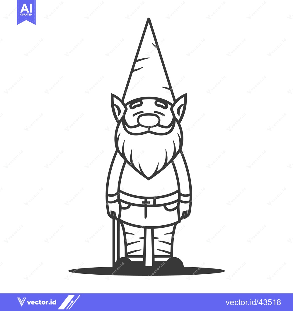 Premium Vector dari A smiling gnome wearing a tall pointed hat and beard is present