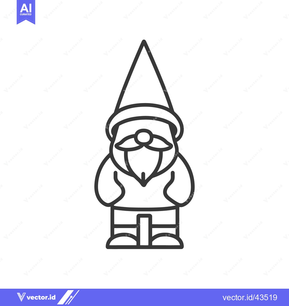 Premium Vector dari A simplistic line drawing of a small garden gnome figure