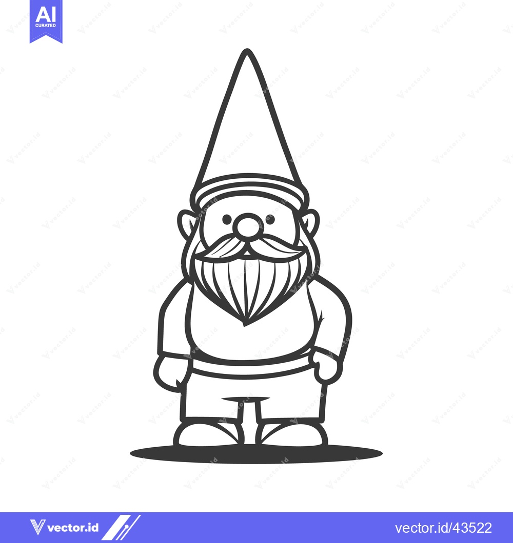 Premium Vector dari A simple illustrated outline of a garden gnome standing upright