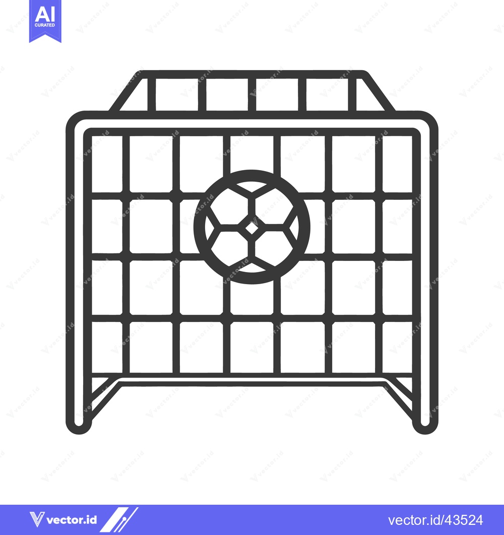 Premium Vector of A soccer ball inside a goalpost with netting shown graphically
