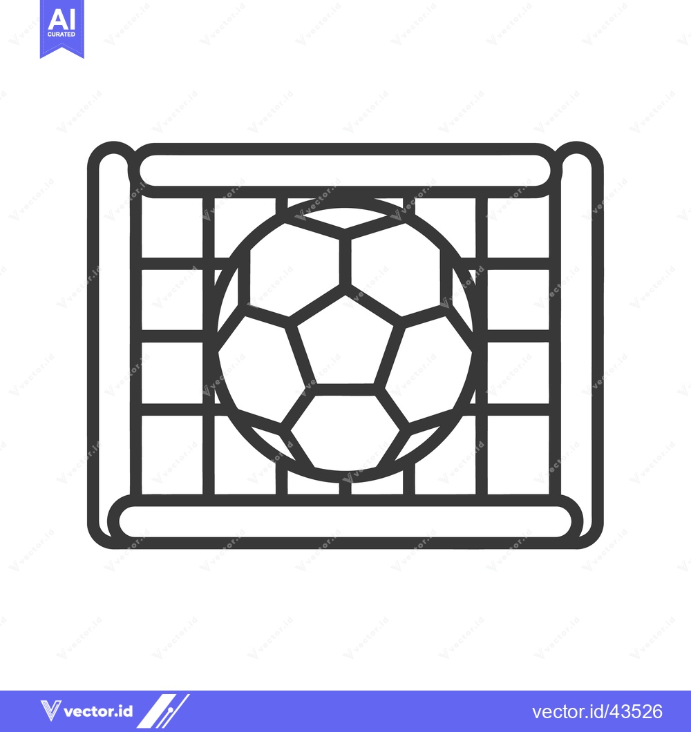 Premium Vector of A black and white graphic depicting a soccer ball in a net