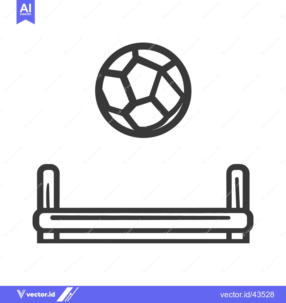 Premium Vector of A soccer ball hovers above a bench like structure in grayscale