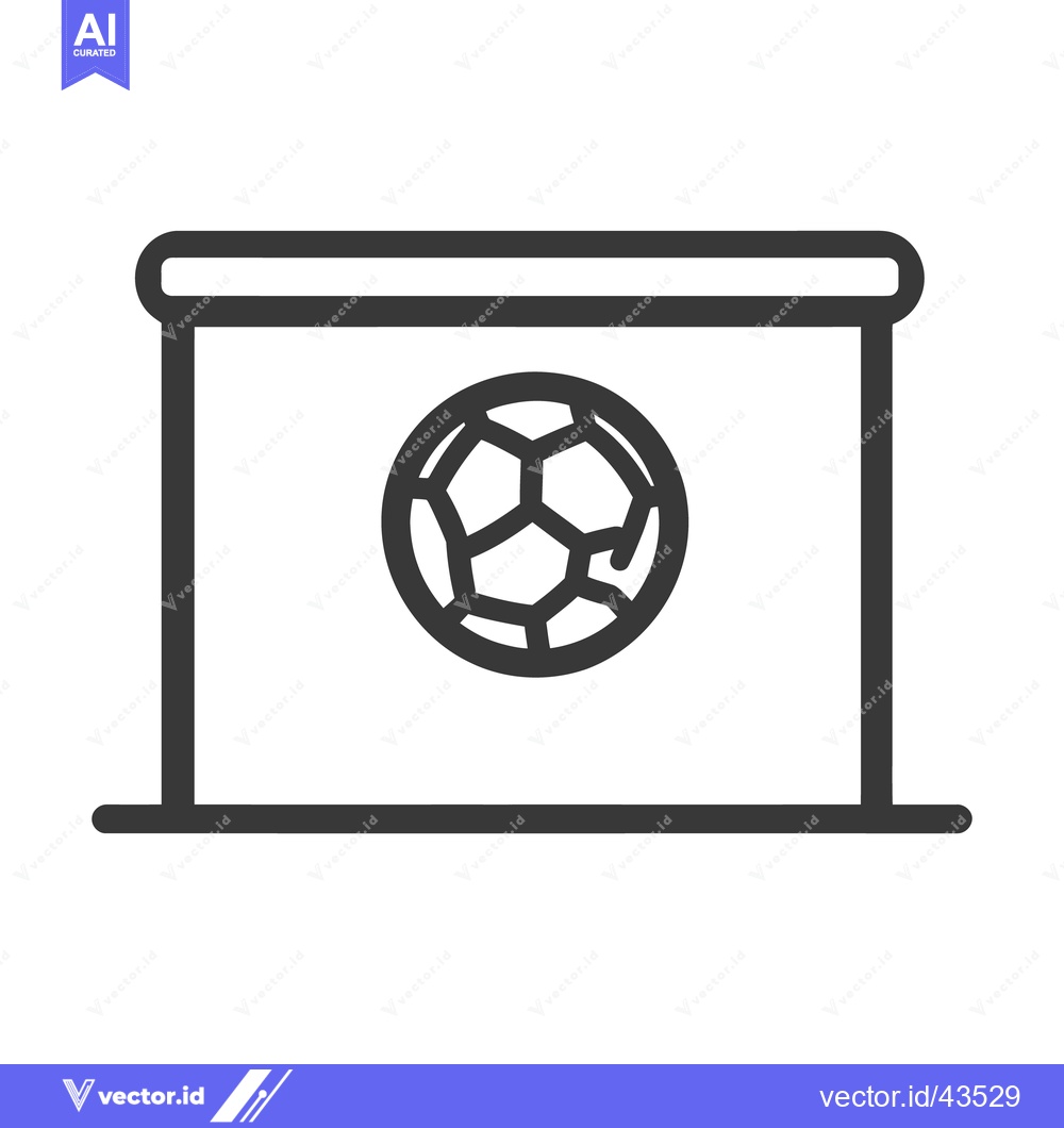 Premium Vector of A simplified black outline image depicts a soccer ball and a goal