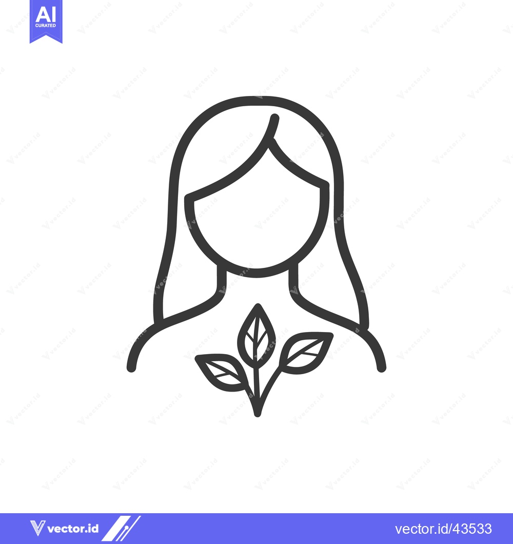 Premium Vector of A simplified line drawing representing a woman with leaves
