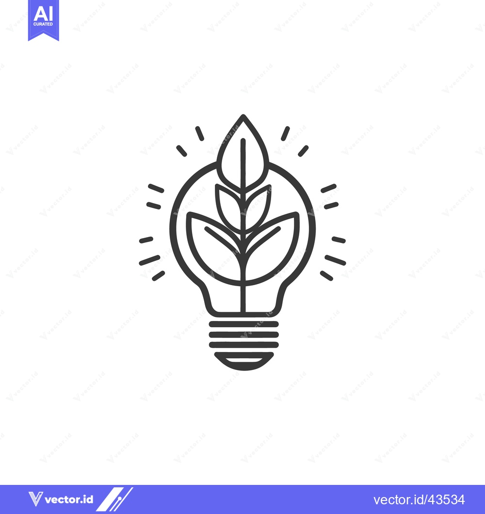 Premium Vector dari A lightbulb with a plant growing within its outline