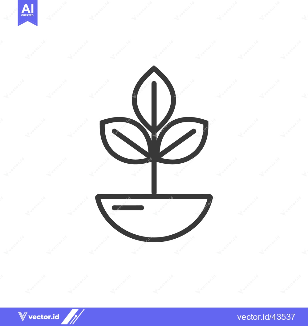 Premium Vector of Small Plant Growing From Soil Within A Simple Decorative Container