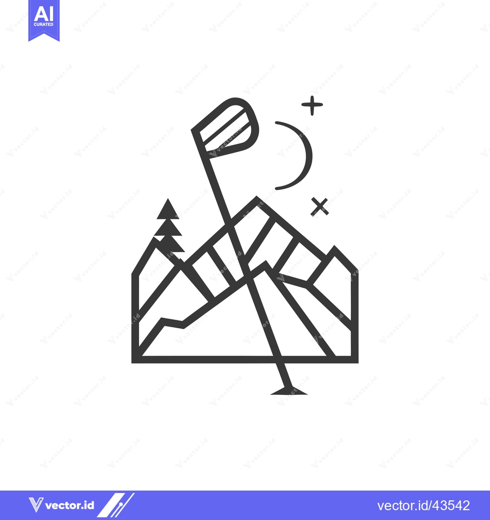 Premium Vector of Golf Club Sticking Out of Mountain Range at Night
