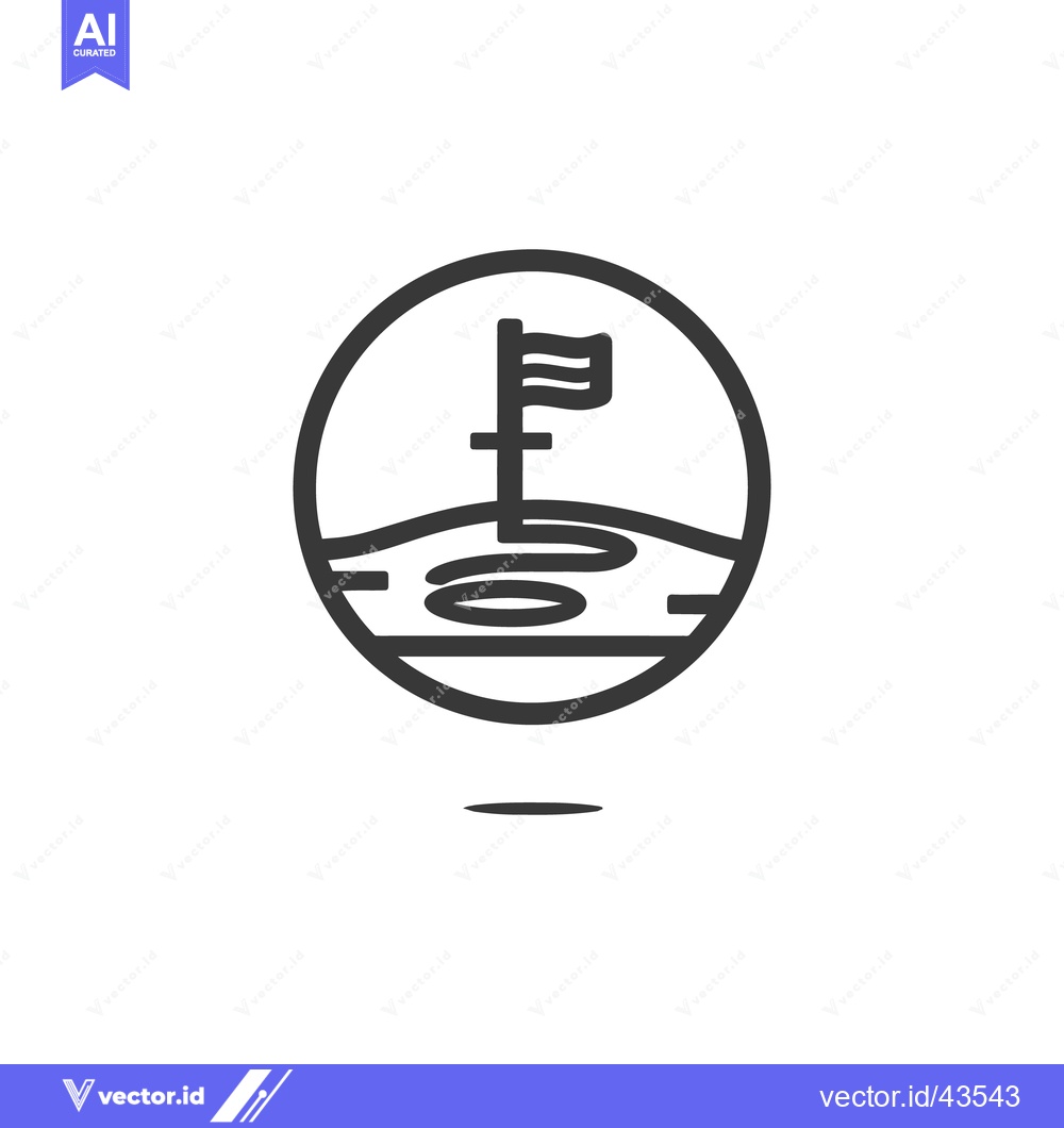 Premium Vector dari Minimalist Golf Course Icon with Flag and Hole in Circle Frame