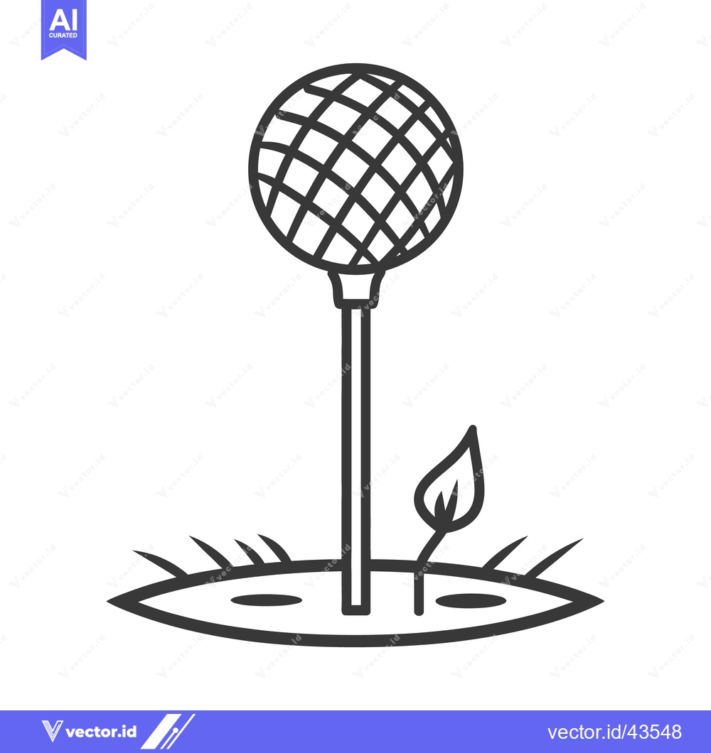 Premium Vector of A stylized golf ball icon with simple grass and a plant