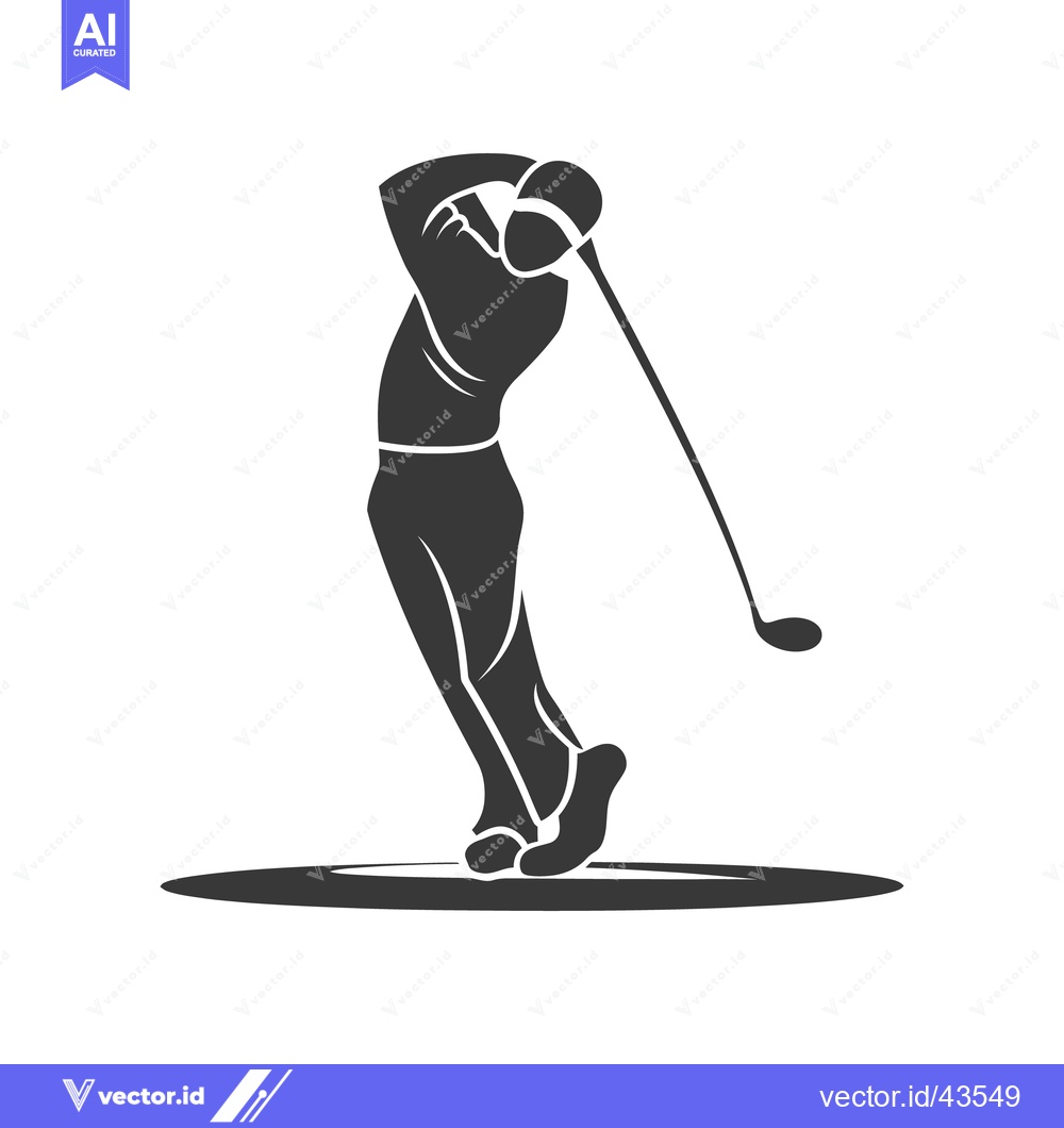 Premium Vector of Silhouette illustration of a golfer swinging a golf club on the green