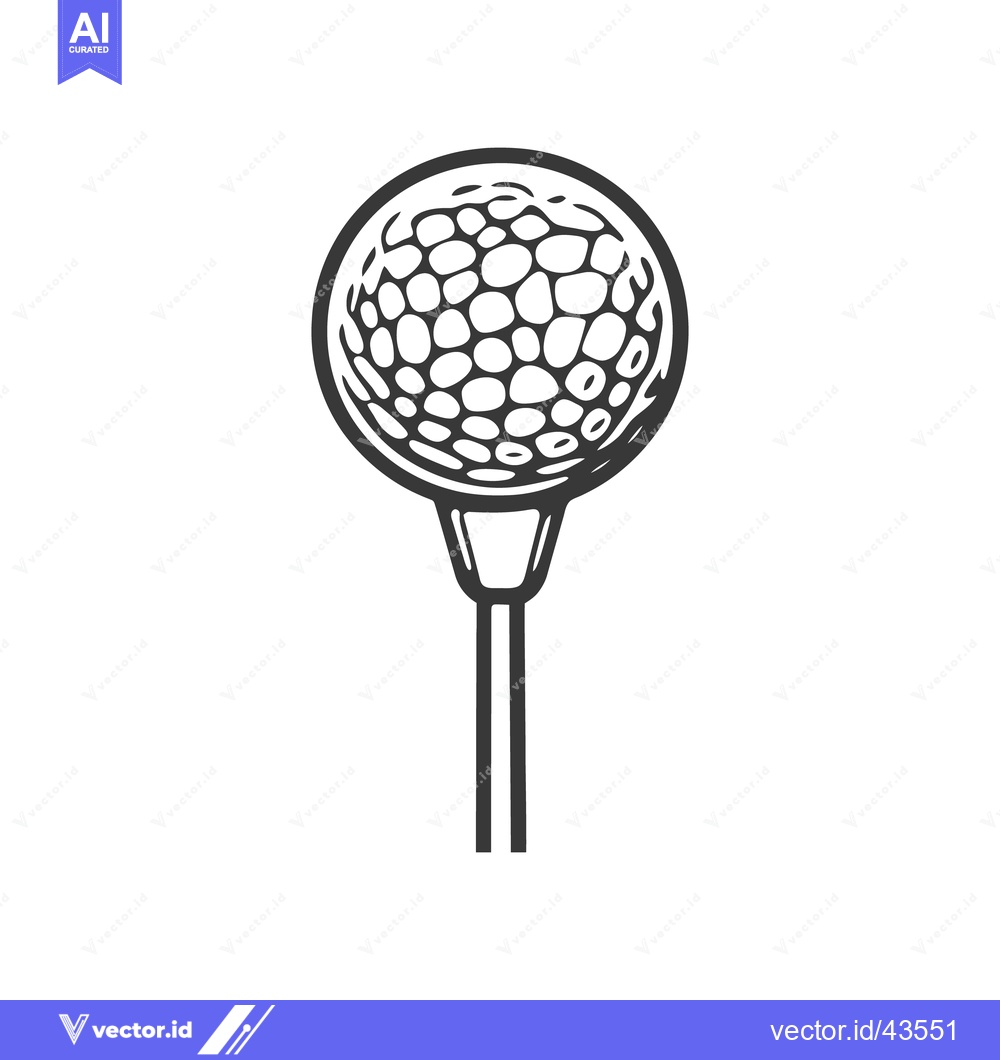 Premium Vector dari A golf ball placed on top of a tee in a minimalist style