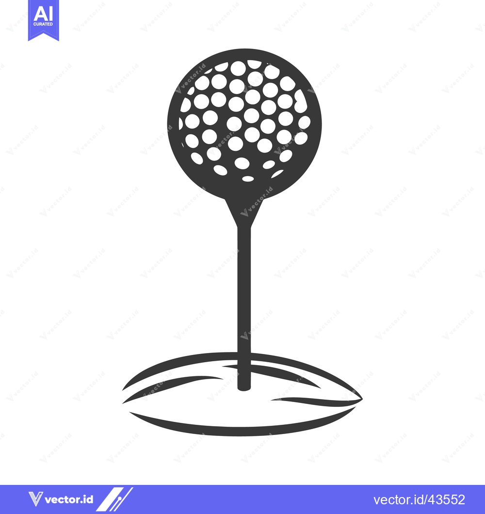 Premium Vector of A detailed graphical illustration showing a golf ball on a tee