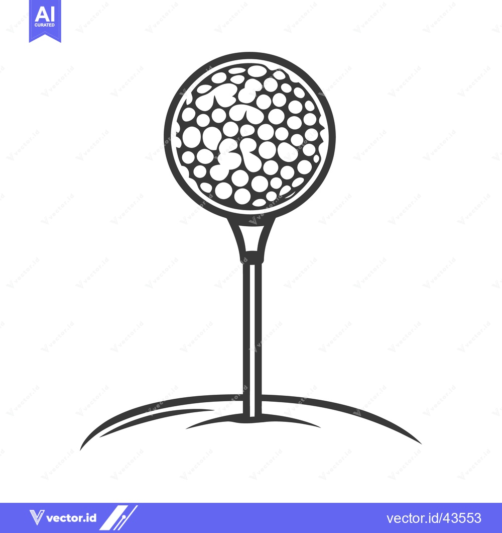 Premium Vector dari A golf ball sitting on a tee above a small ground feature