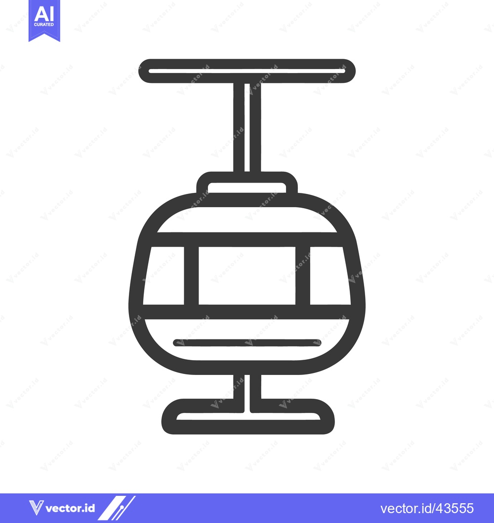 Premium Vector of Minimalist Icon of a Ski Lift Gondola, Black Outline on White