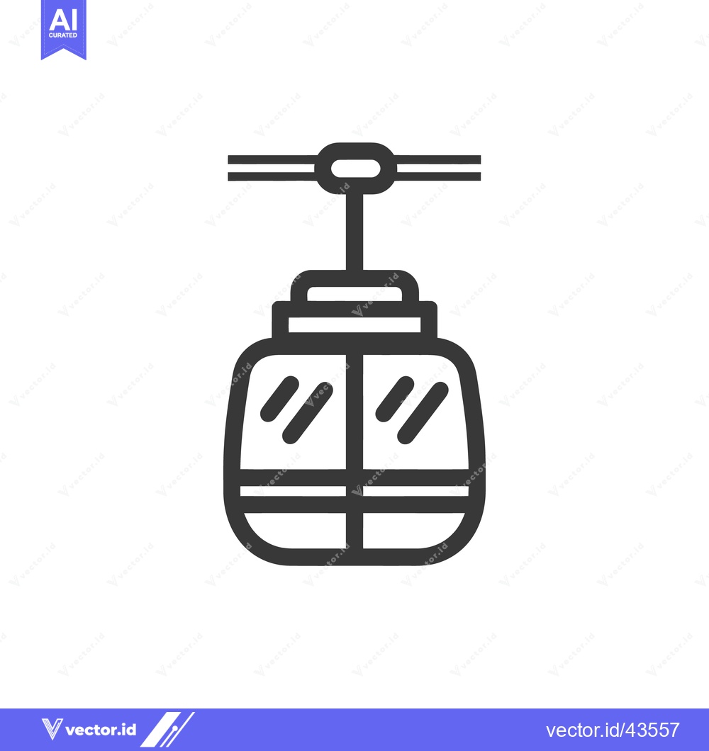 Premium Vector of Minimalist Cable Car Icon: Gondola Lift Symbol in Bold Outline Style
