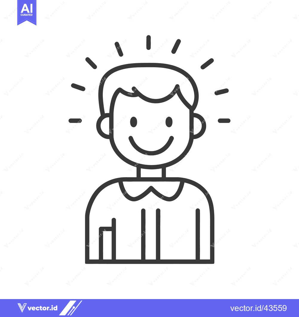 Premium Vector dari A happy smiling person with radiating lines around their head