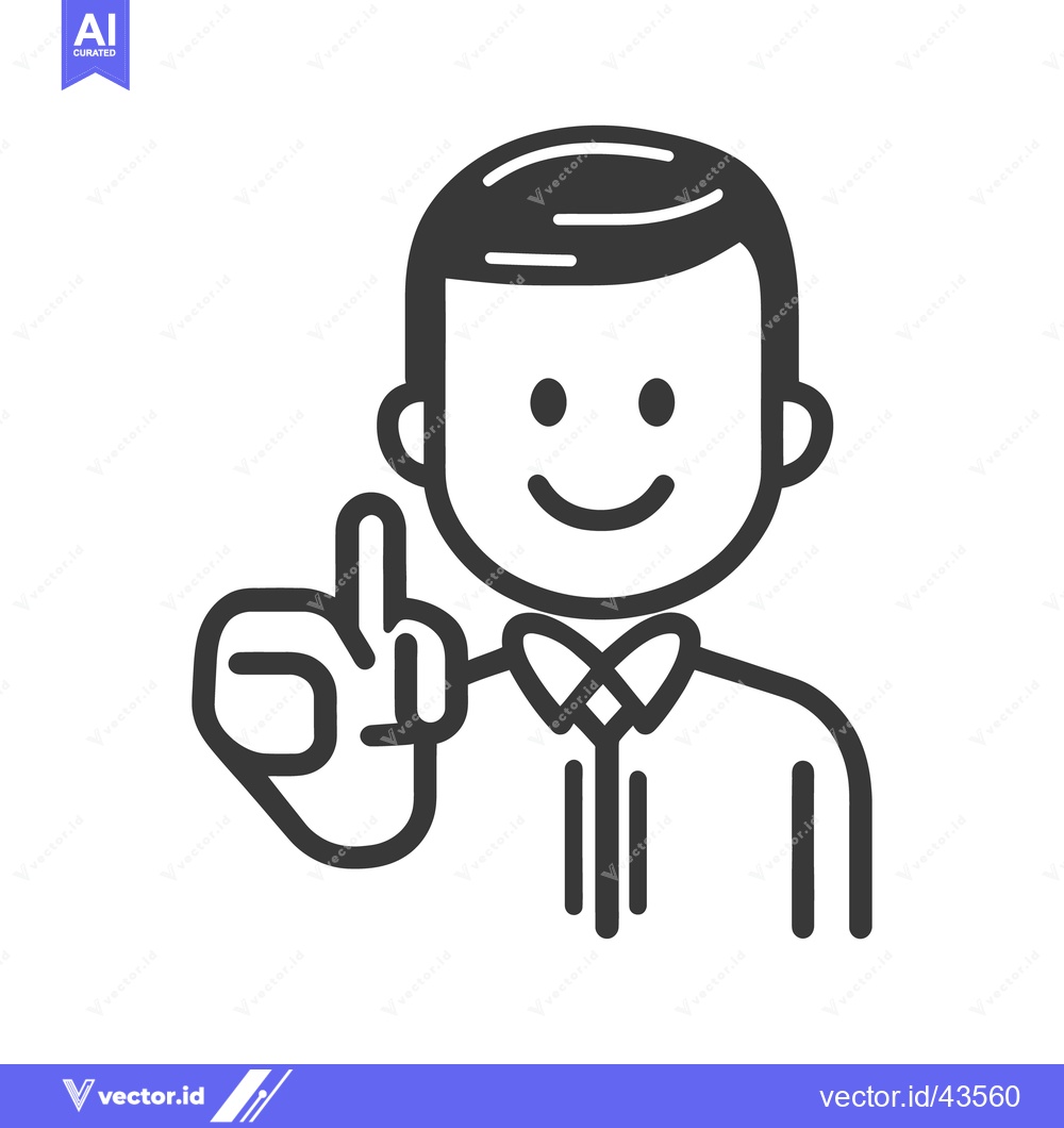 Premium Vector of A smiling man raising his index finger in a gesture