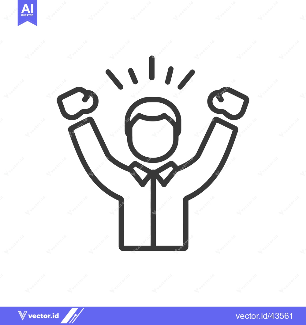 Premium Vector dari A line drawing of a person with arms raised up