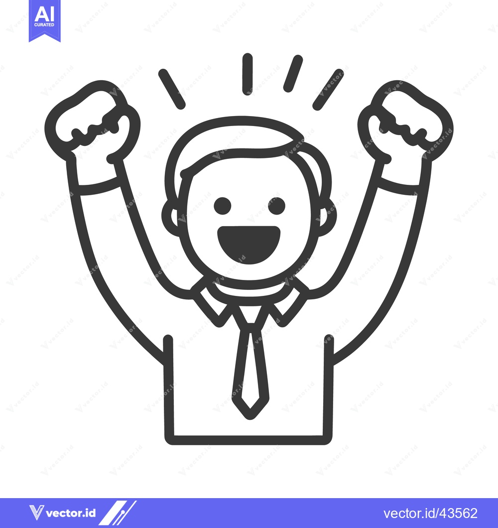 Premium Vector dari A line drawing of a happy man with raised arms