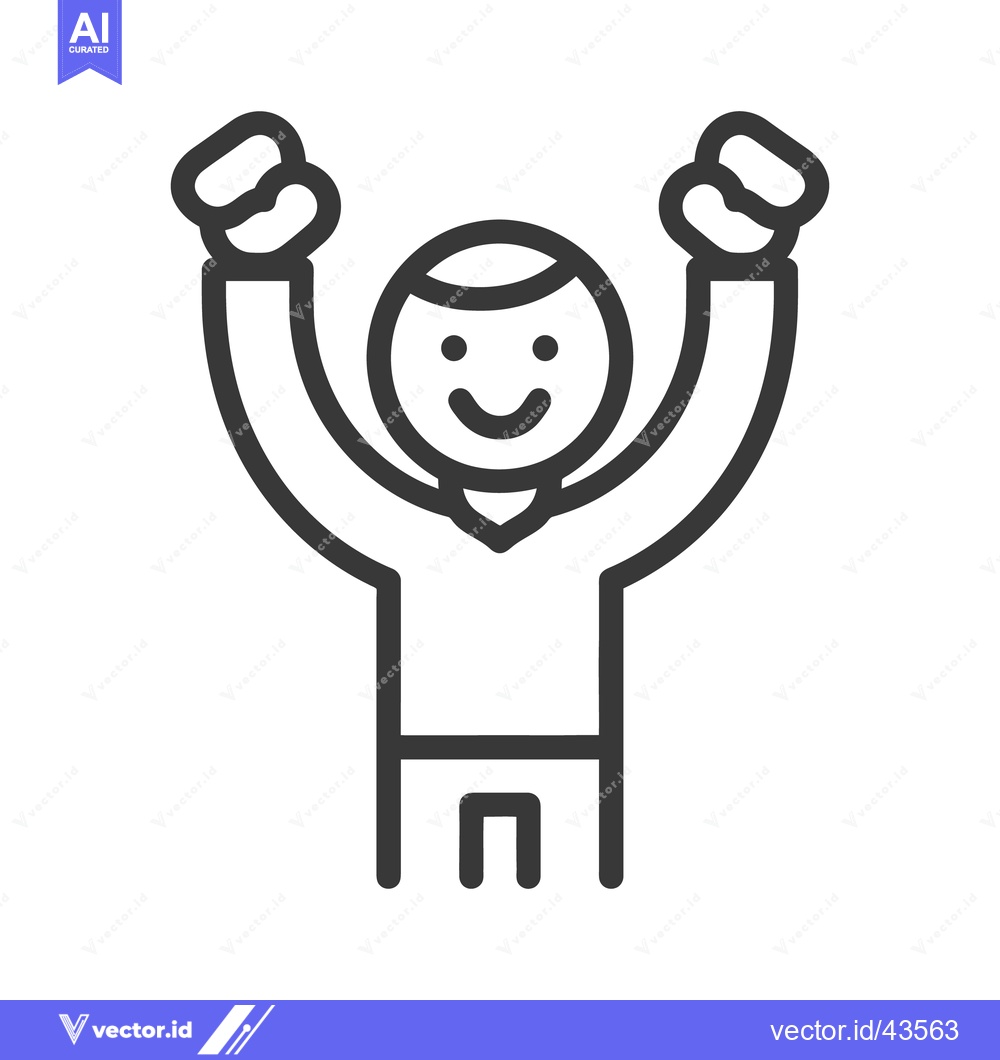 Premium Vector dari Simplified Line Drawing Of A Person Celebrating Success Or Joy