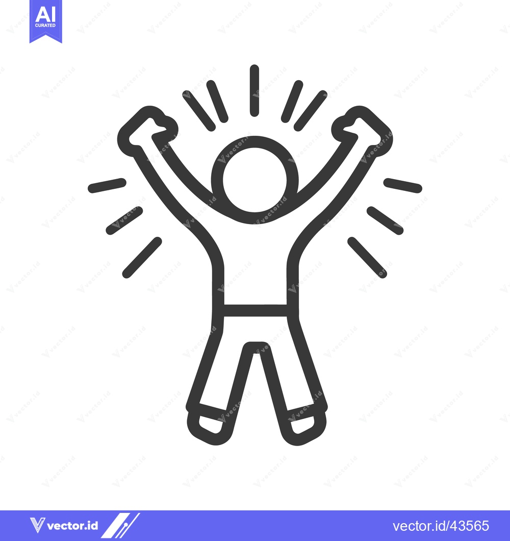 Premium Vector of A simple line drawing depicting human joy and excitement clearly