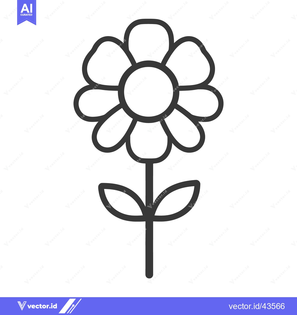 Premium Vector dari Simple black and white illustration of a blooming flower