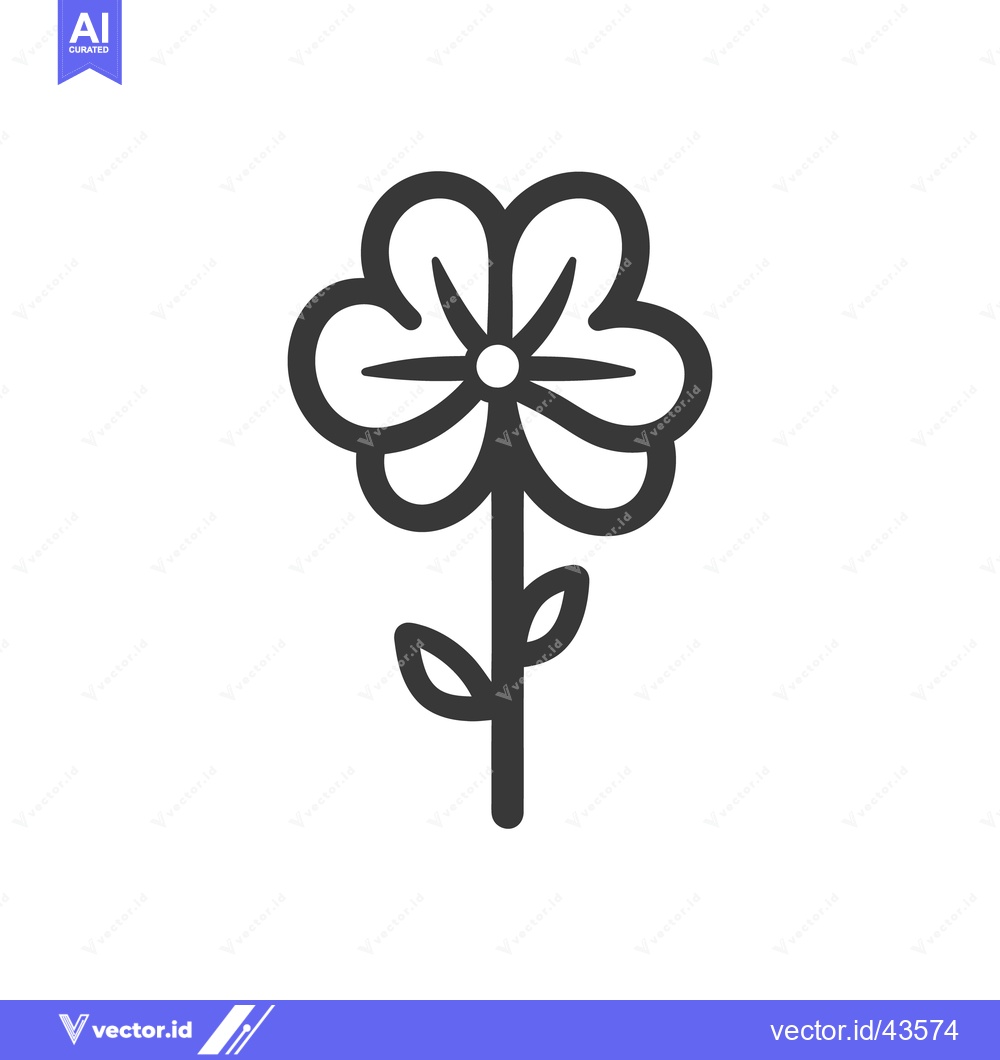 Premium Vector of A stylized linear depiction of a blossoming flower on a stem