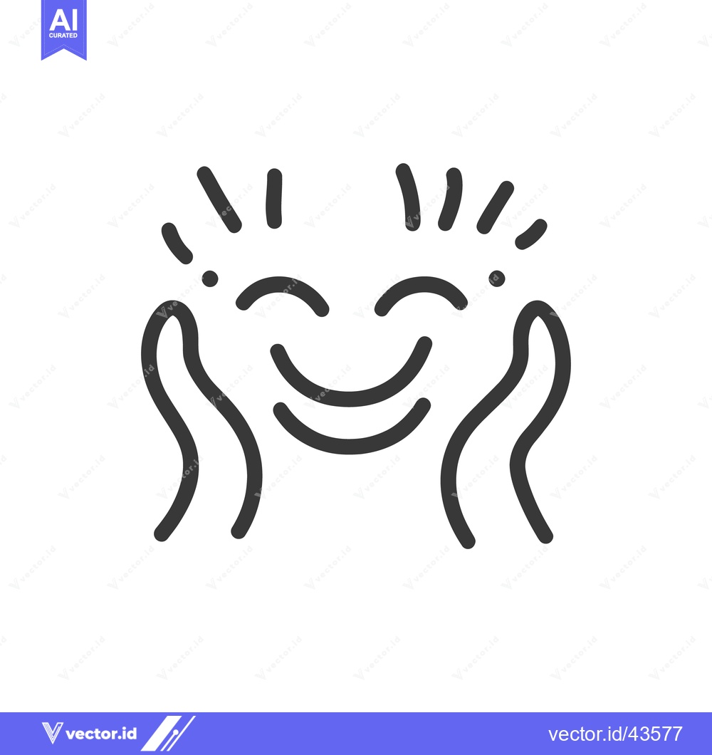 Premium Vector of A smiling face is held gently by two cupped hands