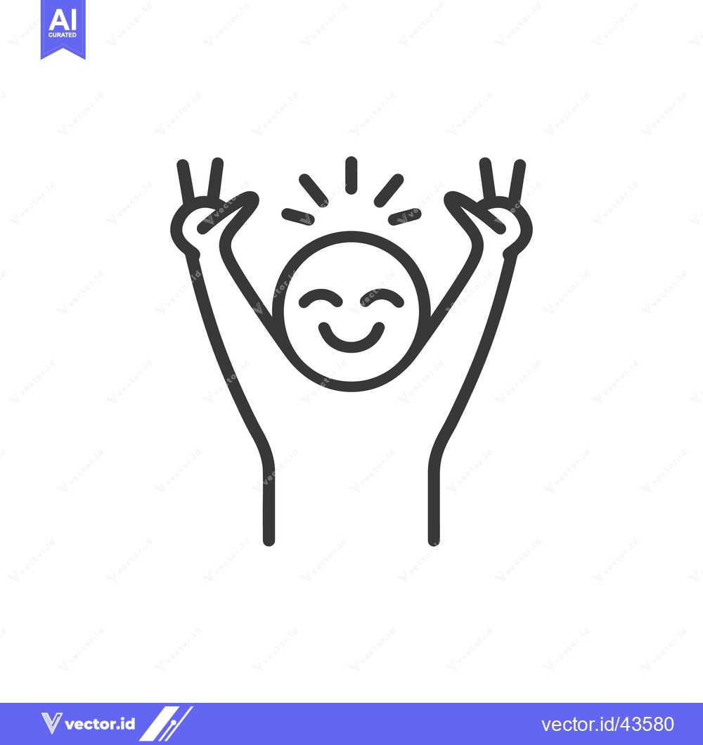 Premium Vector of A simple graphic illustration of a happy person displaying victory