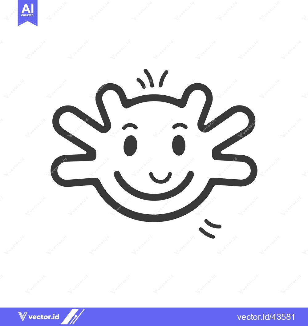 Premium Vector of A smiling cartoon character with arms and spiky hair