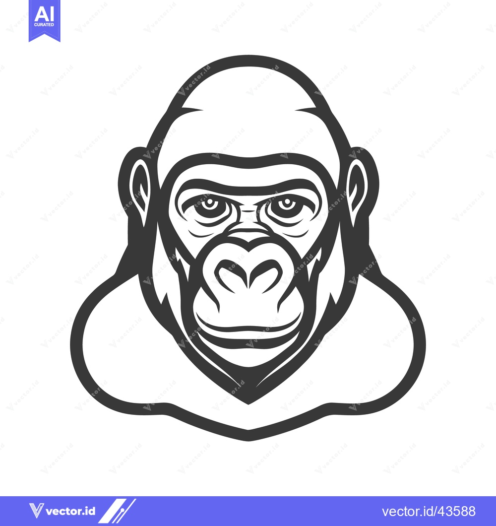 Premium Vector dari A monochrome illustration presents a gorilla animal graphic with a str