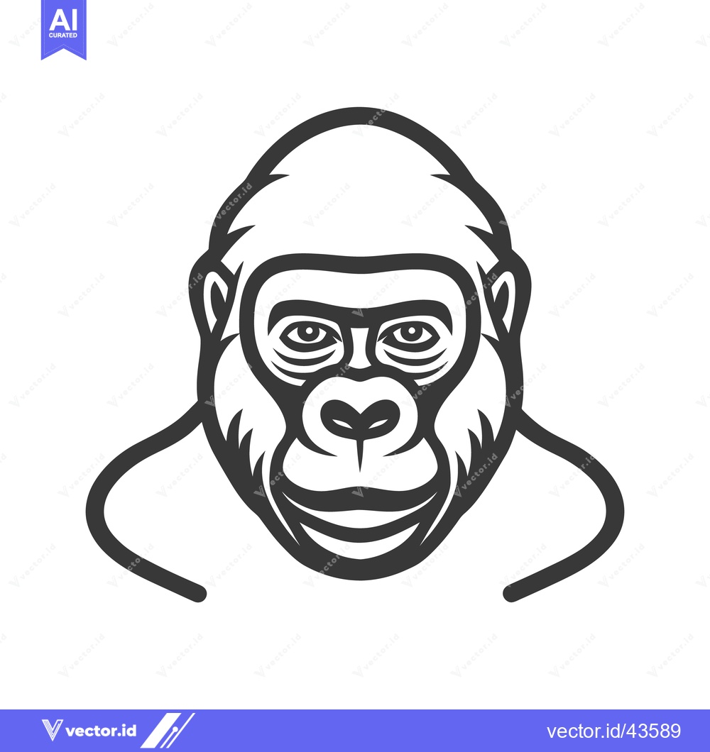 Premium Vector of A grayscale illustration of a gorilla head and shoulders