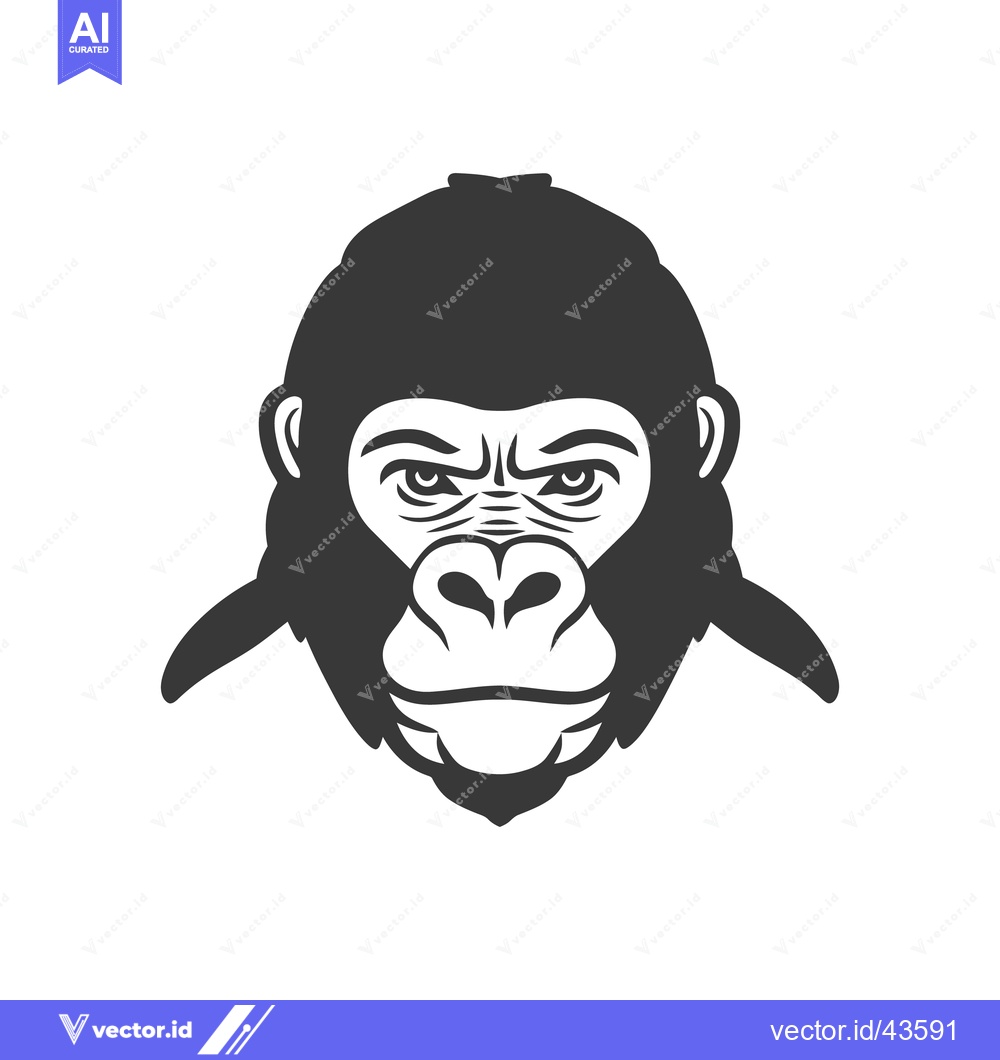Premium Vector of A detailed illustration of a primate gorilla face from the front