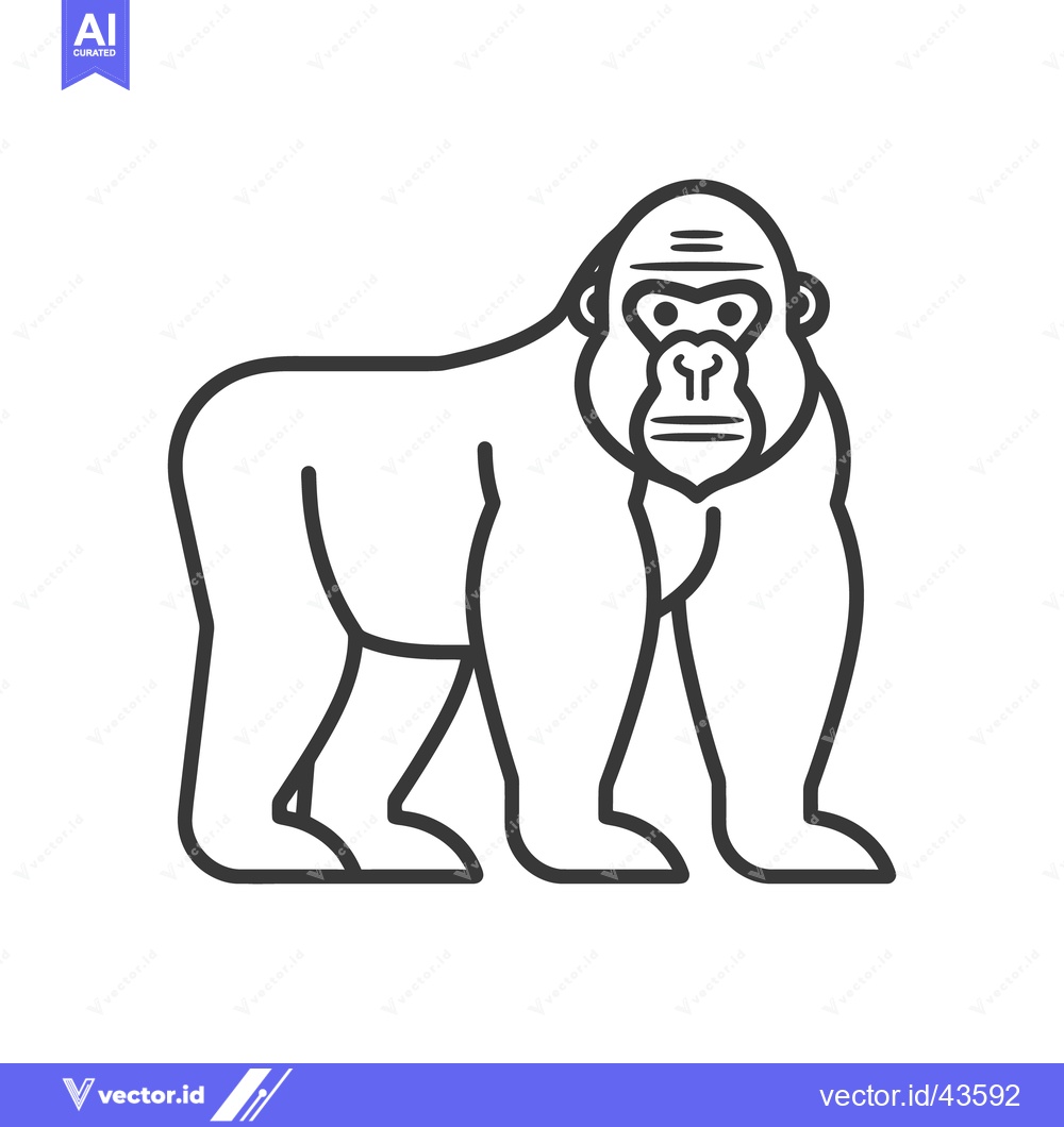 Premium Vector dari A line drawing of a standing gorilla creature in profile