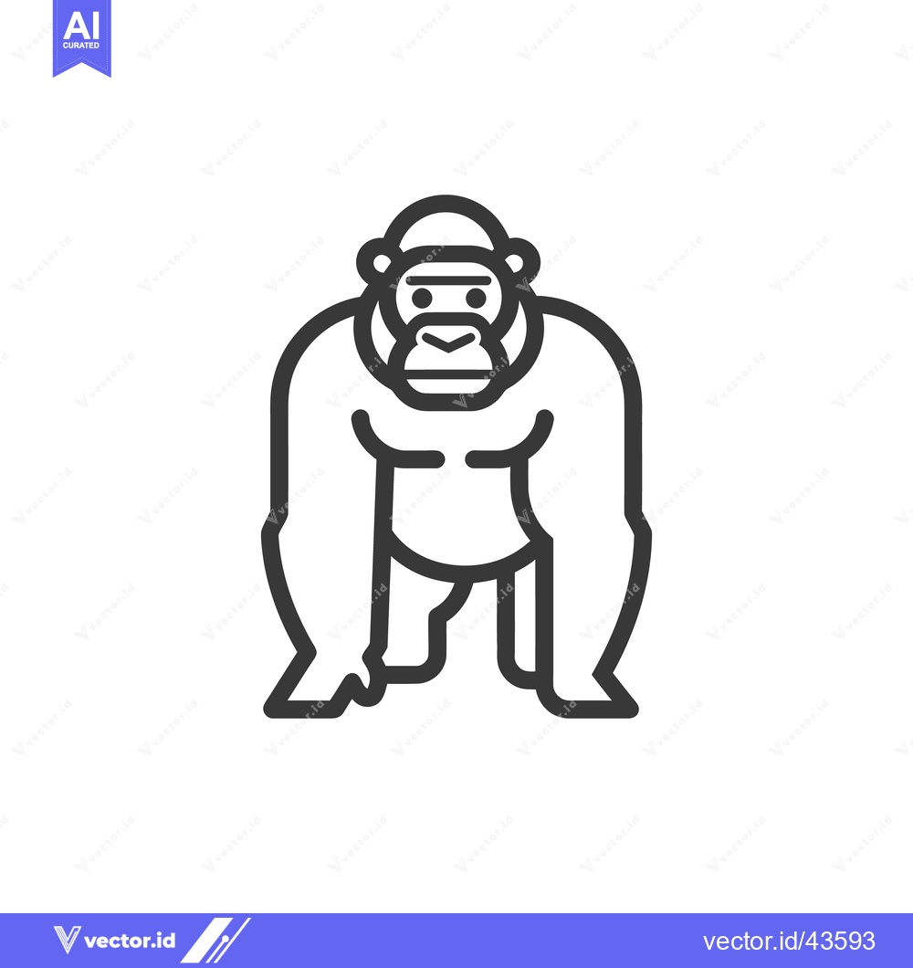 Premium Vector of A simplified line drawing showing a large gorilla animal figure