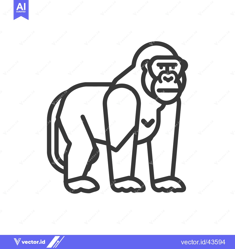 Premium Vector dari A simplistic black and white illustration of a standing gorilla