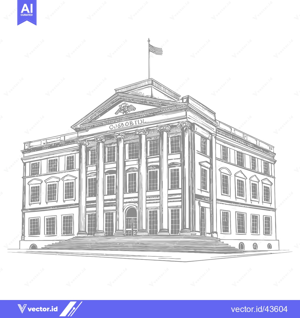 Premium Vector dari Neoclassical Style Government Building Architectural Drawing