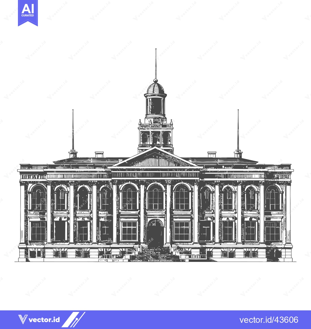 Premium Vector dari Grand Classical Building Architectural Sketch
