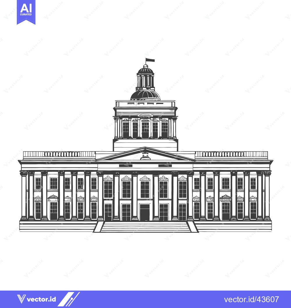 Premium Vector dari Neoclassical Government Building Architectural Drawing