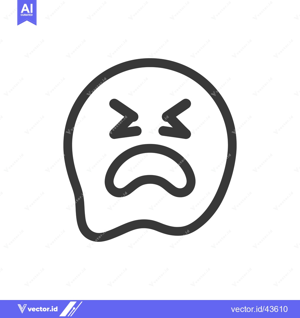 Premium Vector of Distressed Emoji Icon: Minimalist Design with Anguished Expression