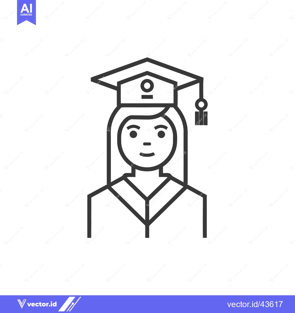 Premium Vector dari A smiling person wearing a graduation cap and gown portrait