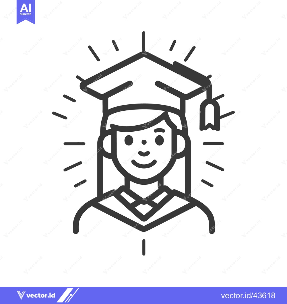 Premium Vector of A happy young woman celebrating graduation with mortarboard and gown