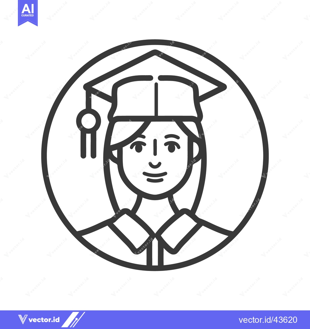 Premium Vector dari Smiling graduate wearing a mortarboard cap inside a circular frame
