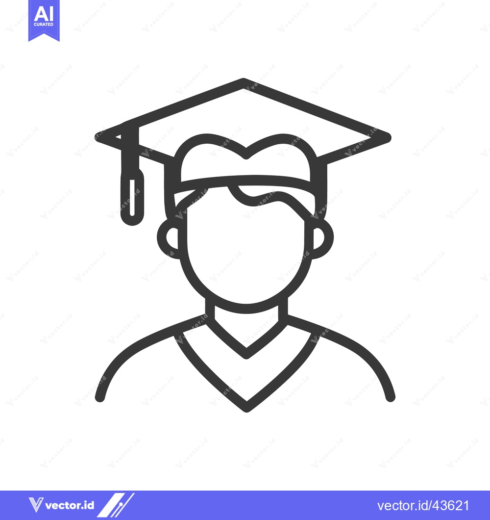 Premium Vector dari A simplified outline of a person wearing a graduation cap and gown