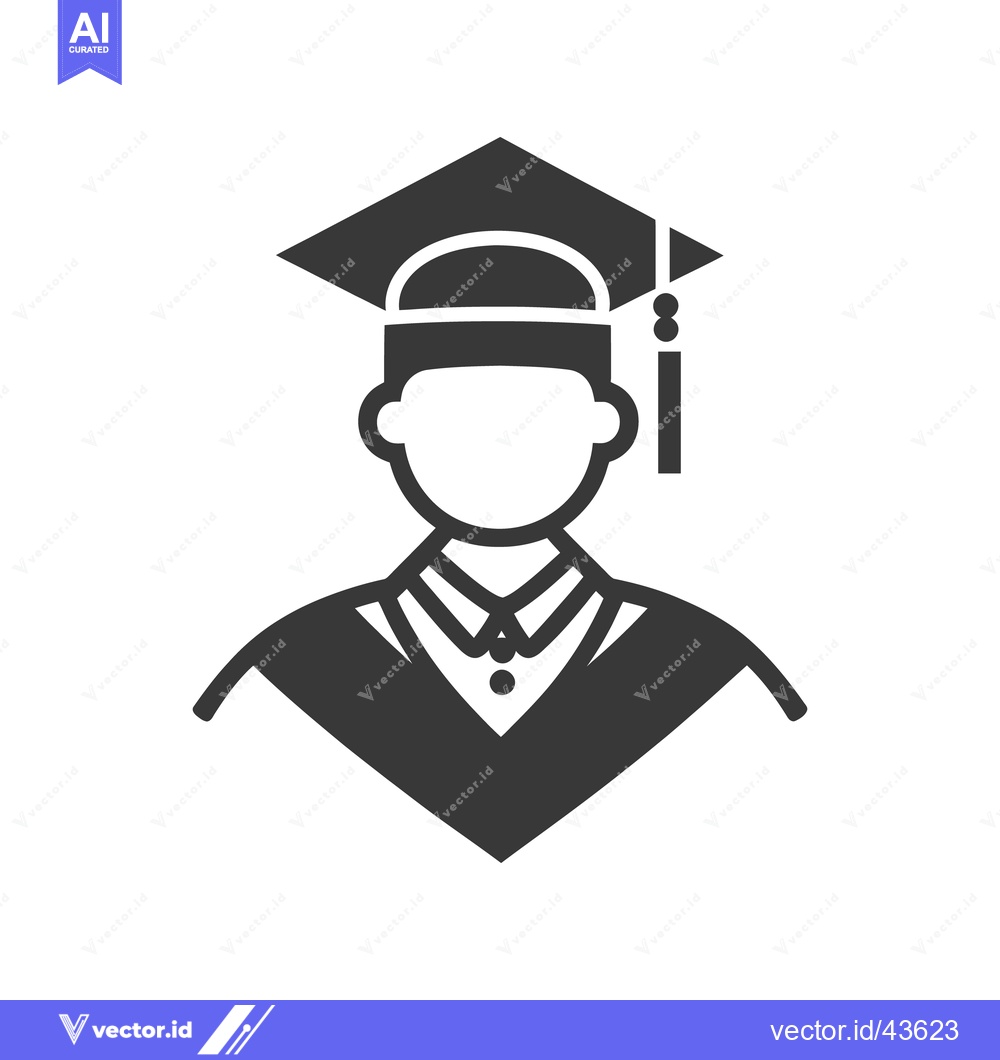 Premium Vector of A minimalist illustration depicting a graduate wearing cap and gown