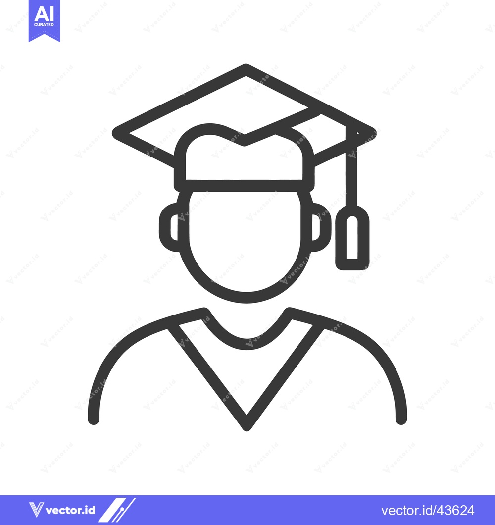 Premium Vector dari A graduation student wearing a cap and gown icon vector image