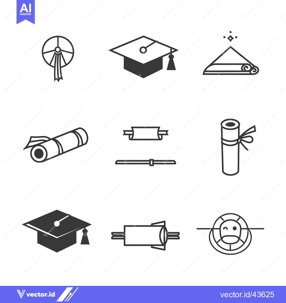 Premium Vector of Graduation and Achievement Icon Set in Line Art Style