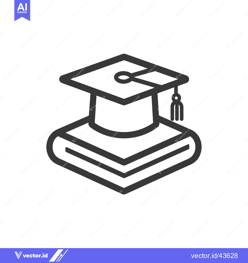 Premium Vector of Graduation cap atop stacked books icon