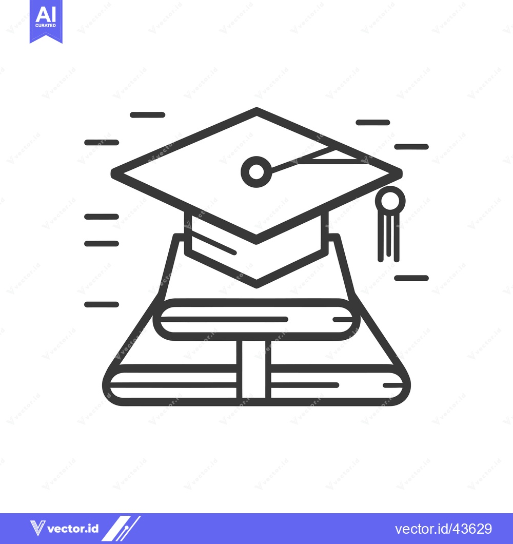 Premium Vector of Graduation Cap Atop Stack of Books