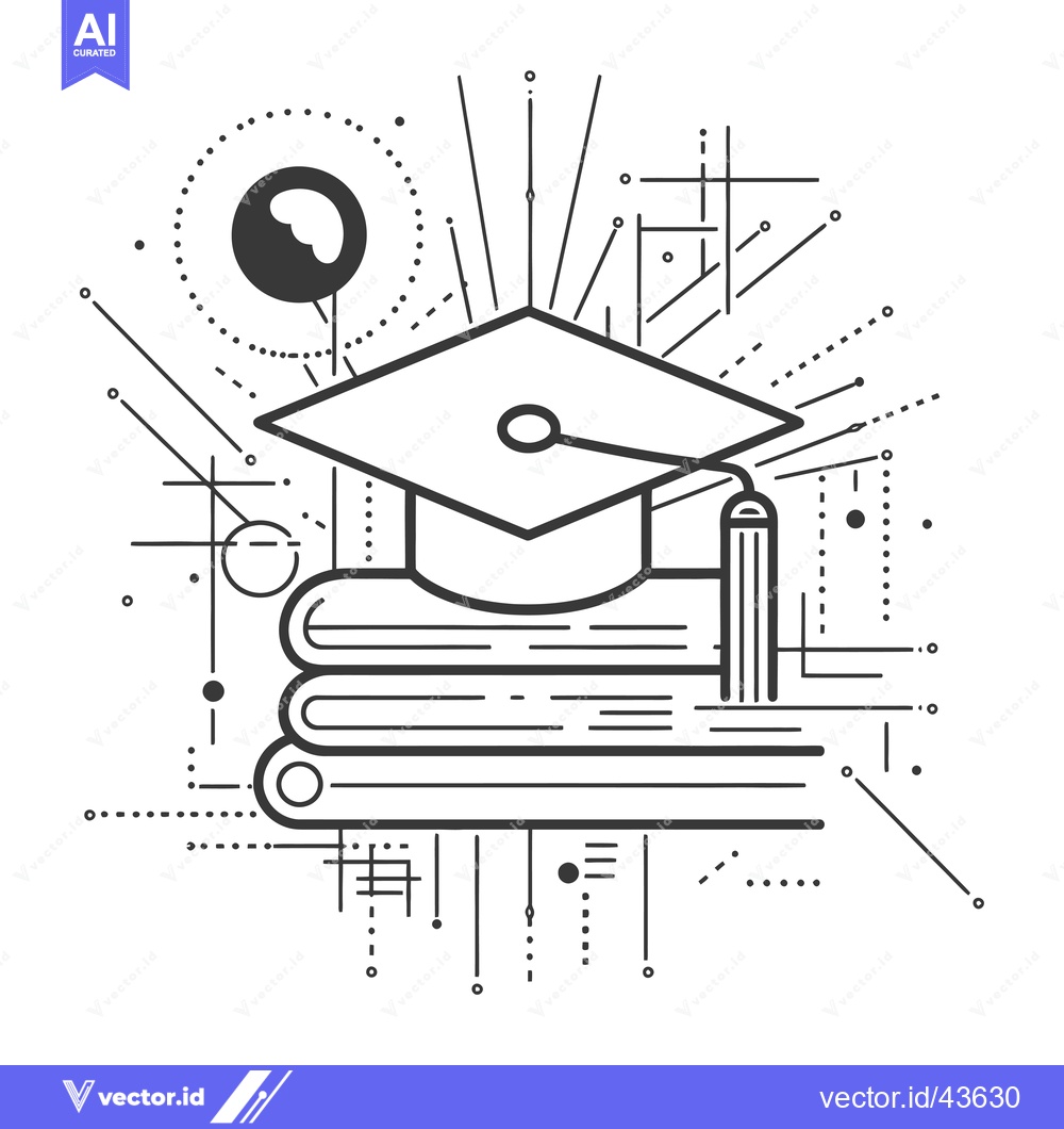 Premium Vector dari Graduation Cap Atop Stack of Books with Abstract Design